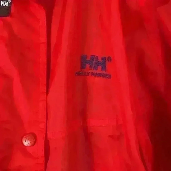 Helly Hansen Rain Jacket Windbreaker Red Hooded Vented Packable Men’s Size Small - Picture 3 of 11